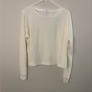 Ambrielle Ivory Ribbed Long Sleeve Top